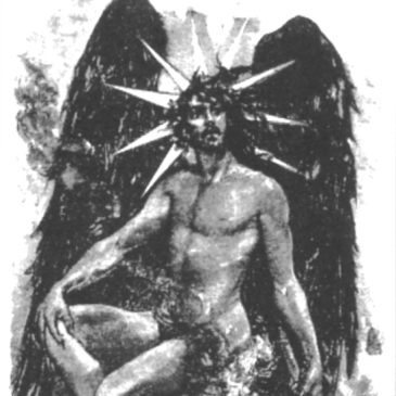 Imagem de um homem alado com marcas solares ao redor da cabeça e com asas angelicais.